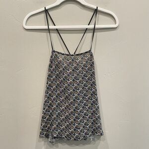 Elizabeth and James Square Neck Geometric Print Metallic Tank Top - Size: XS